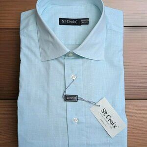 NWT $215$ ST. CROIX Shirt Button Down Long Sleeve Mens L Breeze Pale Blue Green